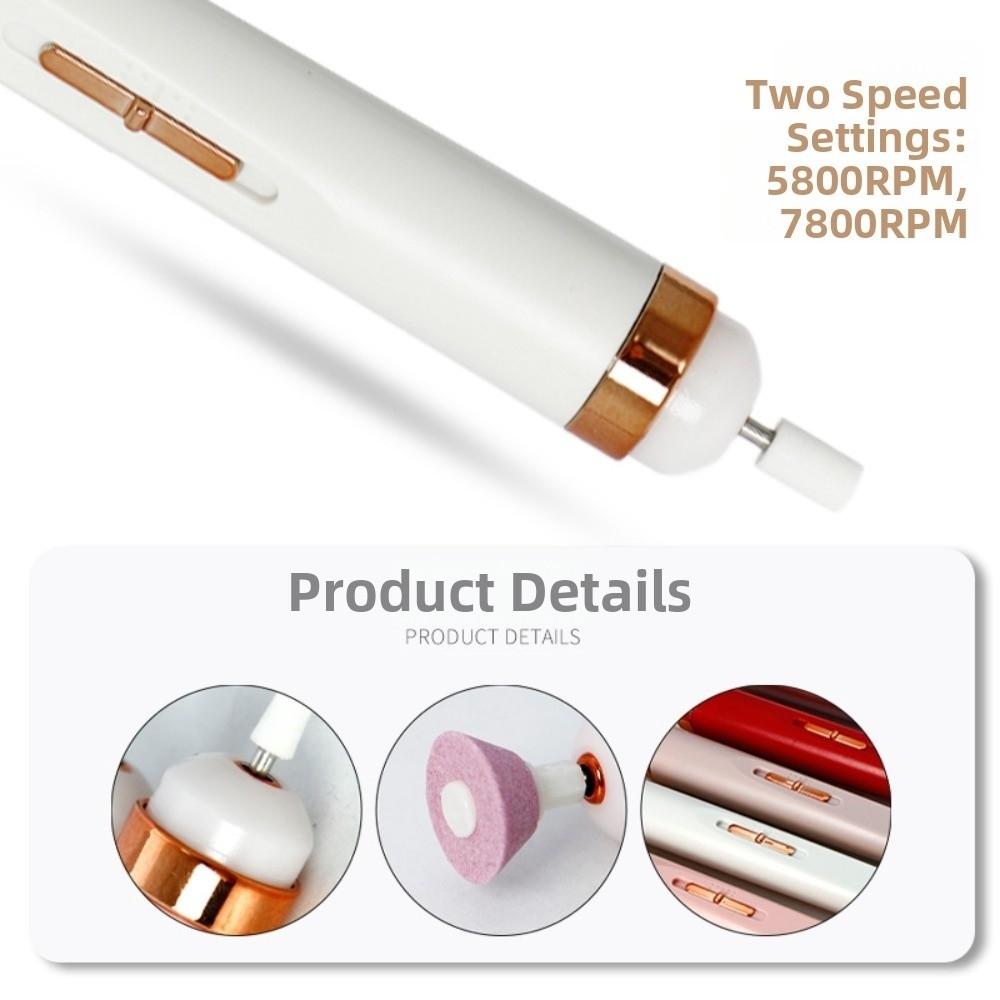 Rechargeable 5 in1 Nail Polishing Machine with LED Light Dual-speed Polishing Electric Nail Grinder 5 Grinding Heads