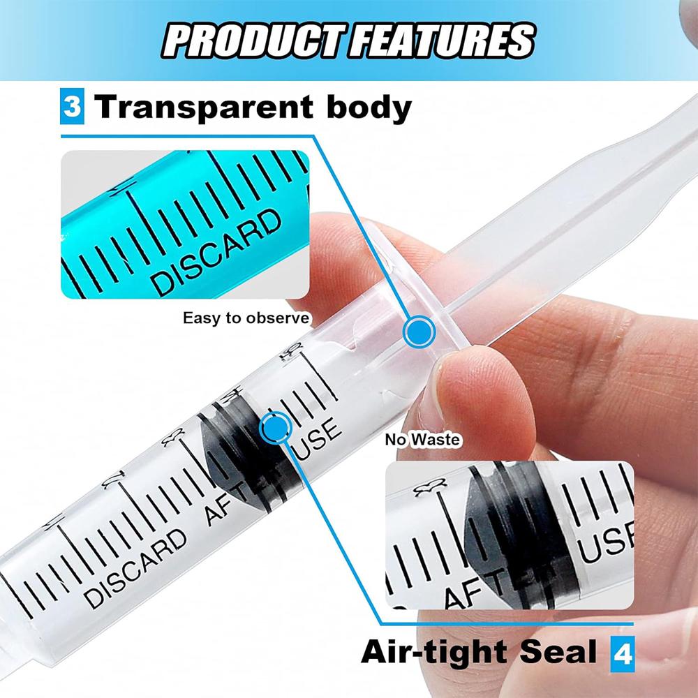 100PCS 5ml Sterile Luer Lock Syringe with Cap, Individually Wrapped, for Liquid Glue, Epoxy, Resin Dispensing