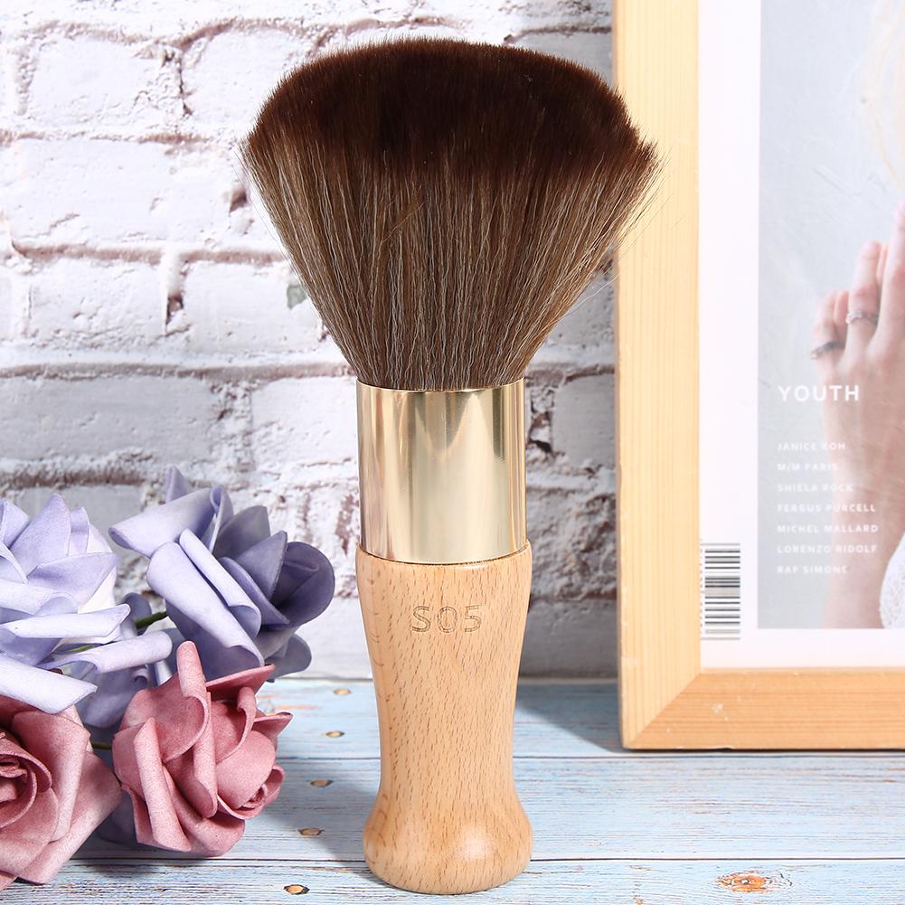 Neck Duster Brush Cleaning Hair Shaving Brushes Styling Salon Tool with Wooden HandleBurlywood
