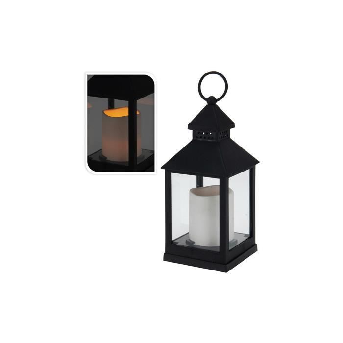 GENERIQUE - Lanterne À Bougie Led 10.5x10.5x23cm Noir