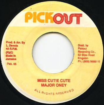7inch Record MAJOR ONEY Miss Cutie Cute PICK05 Pickout Jamaica Reggae Ska Dub Used