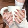 Ks Nail Art Wearable Nails Short Style 2026 New Model High-End Super Popular Cat Eye Handmade High-Quality Nude Color Stunning Nail Pieces