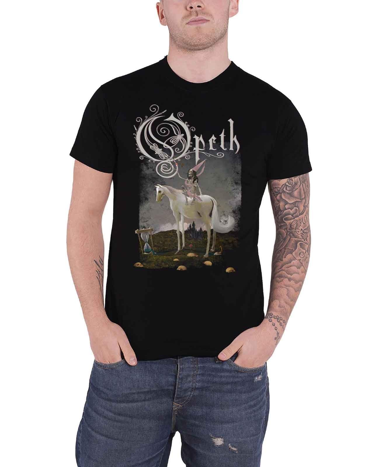 Opeth T Horse in cauda venenum Band Logo back print Official Mens Black Unisex T-Shirt L