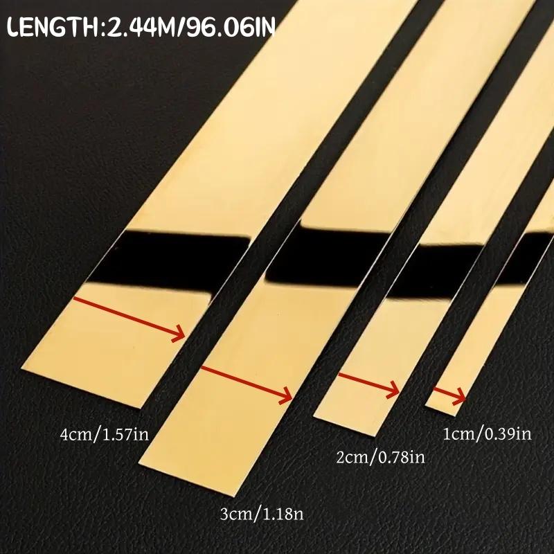 

1pc 2.44m/96.06in Shiny Gold Stainless Steel Wall Decoration, Metal Edge Strip for Wall, Ceiling, and Border Decoration 1cm золотий