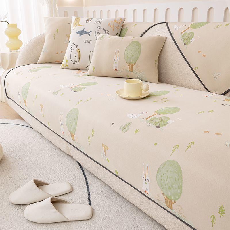 

Cartoon Ice Silk Sofa Cushion, Summer Mat, Non-Slip Seat Cushion, Modern Cream Style Cute Straight Seat Cushion Cover 70*70cm