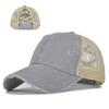 Baseball Cap Womens Cotton Mesh With Crossed Ponytail Openings For Summer Casual Wear