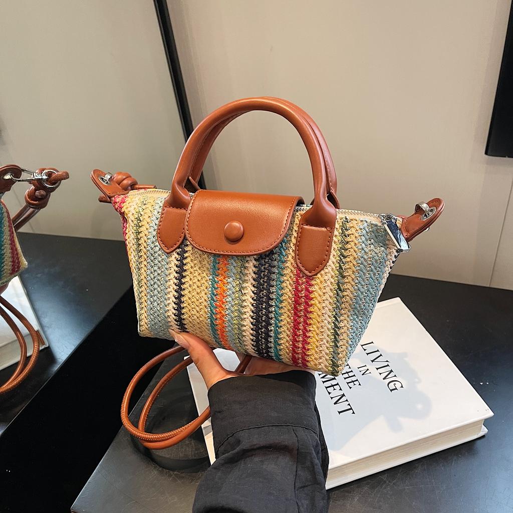 Straw Bag Women  New Summer Braided Small Handbag Fashion Everything Single Shoulder Cross-body Basket Bag