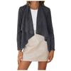 Women's Fasion Casual Loose Solid Color Long-sleeved Imitation Deerskin Drape Irregular Hem Cardigan Short Coat