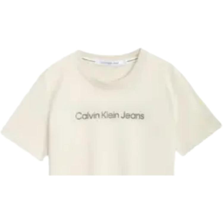 Calvin Klein T-Shirts Unisex Ivory Crew Neck Moderate Straight Fit J320931-ACF
