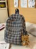 Schulrucksack Herbst und Winter Neu Retro Karo Literarischer Stil Studenten Klassenzimmer Rucksack Koreanische Ins Atmosphäre Wollrucksack