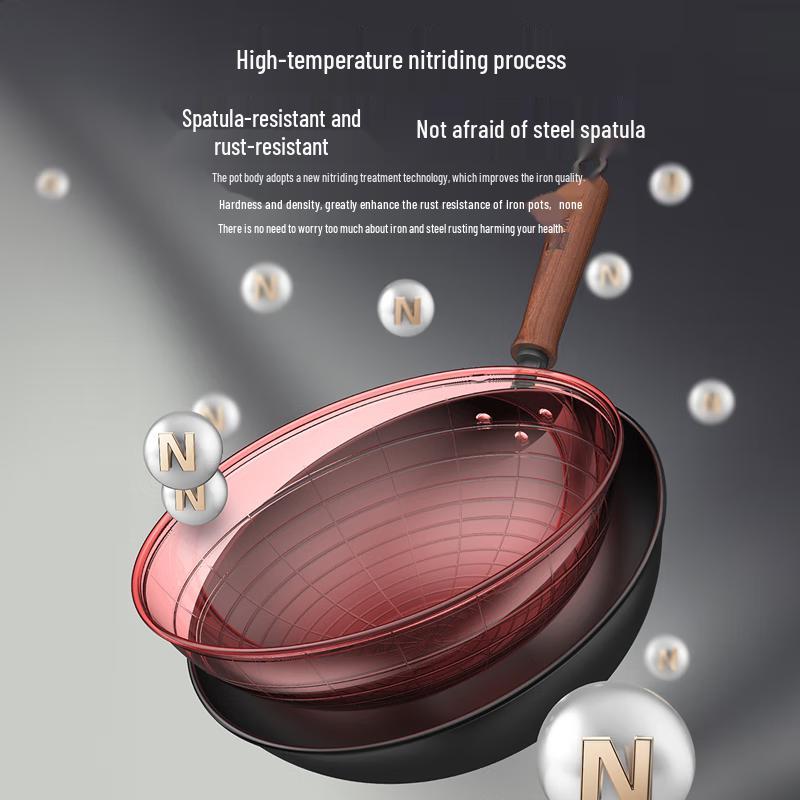 KOBACH 32cm Non-Coated Refined Iron Wok