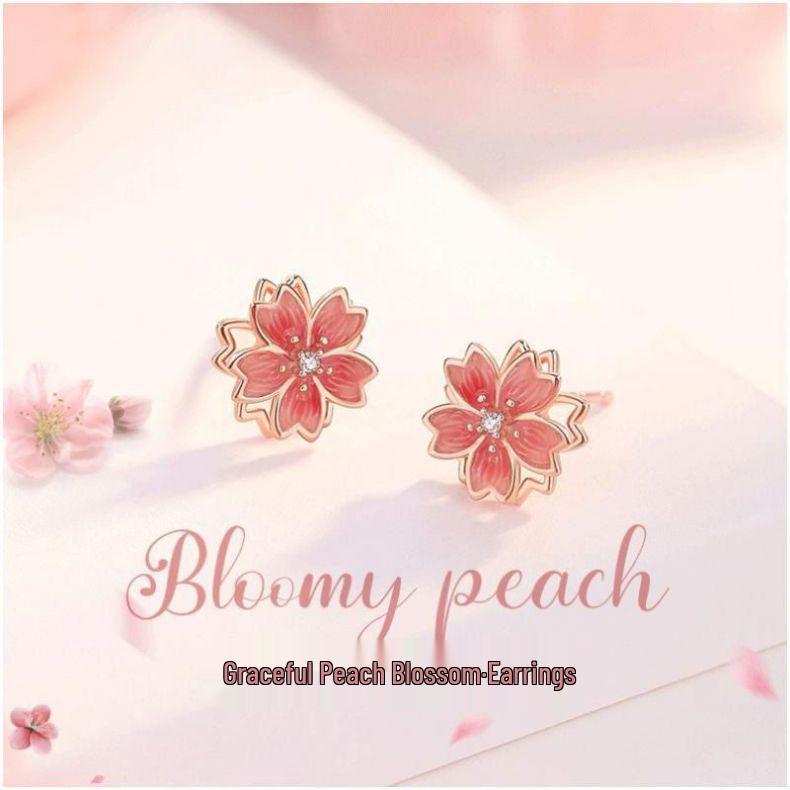 Luxury Flower Jewelry Set: Rotating Pendant Necklace, Stud Earrings & Ring - Elegant Gift for Her