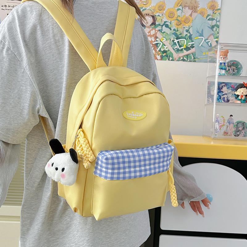 Summer New High-Value Cute Plaid Pain Bag Backpack for Girls and Boys, Outdoor Casual Double Shoulder Bag
