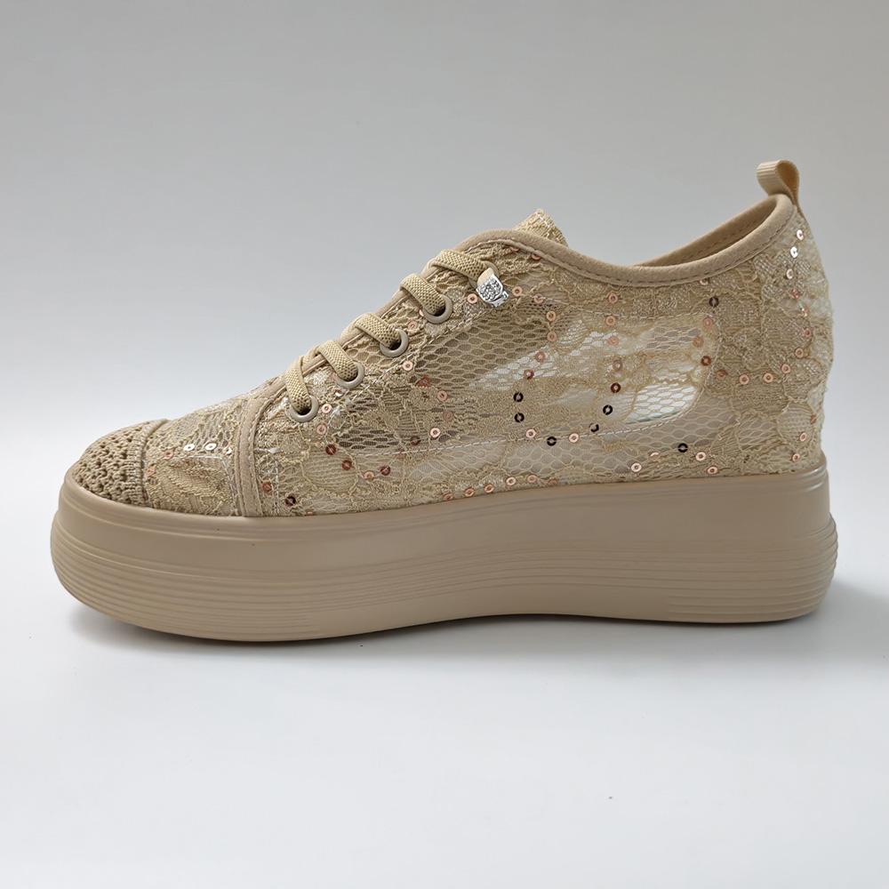 Spring Summer Lace Shoes Women Platform Sneakers Daily Party Sweet Ladies Casual Shoes Height Increasing 7cm
