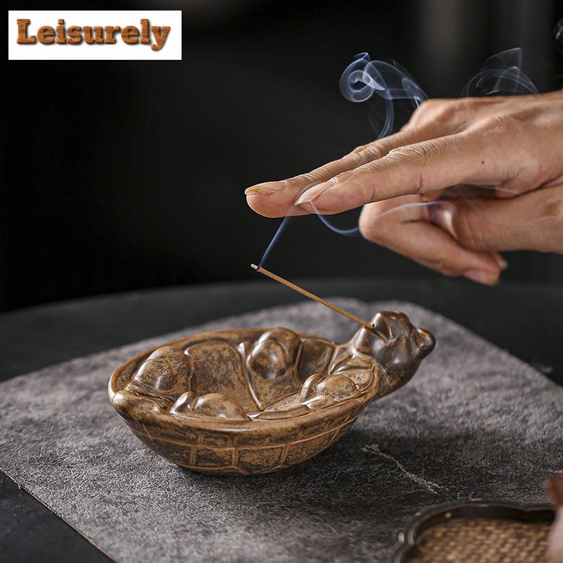 Turtle Plate Incense Holder Vintage Mist Smoking Steamers Incense Burners Aromatherapy Censer Tea Items Accessories Ornaments