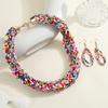 Bohemian Style European Colorful Multi-layer Rice Beads Handmade Woven Necklace Earrings Set