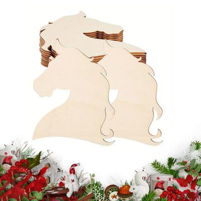 Unfinished Horse Head Wooden Cutout Laser Cut Blanks Farm Animal Shape Craft Supplies for Home Decor
