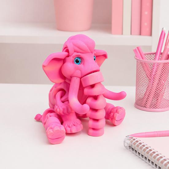 3D-gedruckte Mammutfigur, Elefanten-Ornament mit beweglichen Gelenken, Tier-Fidget-Spielzeug zur Stressbewältigung für Kinder, Dekoration für Zuhause und Büro