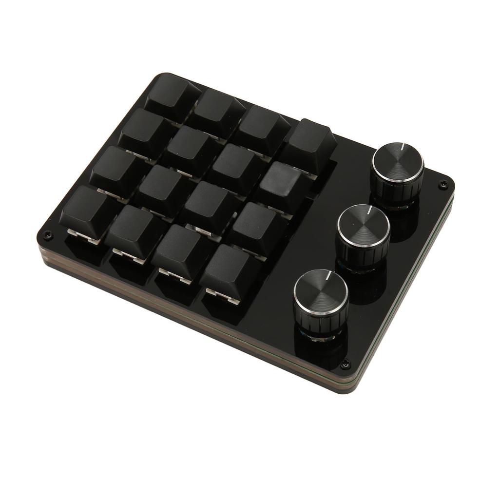 Programmable Keypad 16 Keys 3 Knobs Blue Switch Mechanical Hot Swappable Mini Keypad for Gaming Office Media