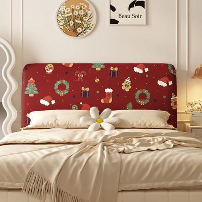 Couvre-tête de lit à imprimé de Noël Couvre-tête universel tout compris pour la décoration Housse de protection anti-poussière pour dossier de lit