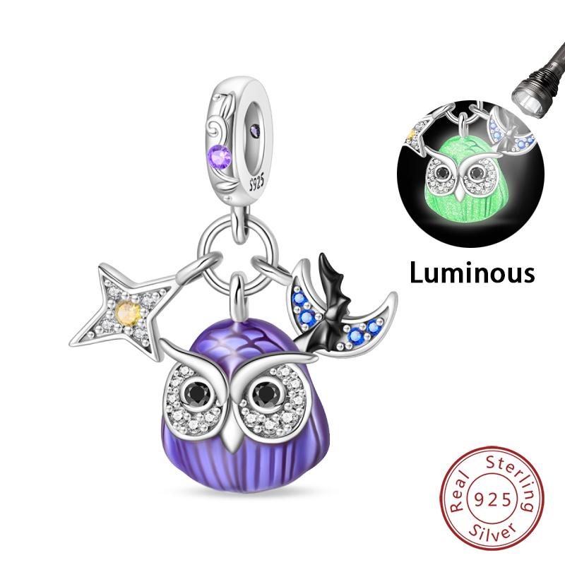 Copper Halloween Luminous Skull Little Elf Spider Bat Charms Beads Fit Qikaola Original Bracelets Diy Jewelry