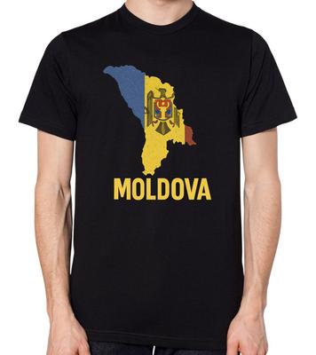 Moldavsko Vlajka Mapa Tričko Pánské Dámské Unisex Top