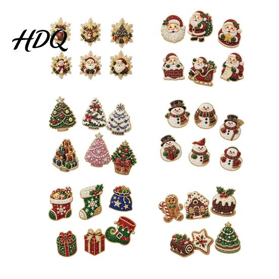 Creative Seasonal Crafts 6Pcs/Set Fridge Magnets Faux Pearl Art Kit Christmas Snowman Tree Santa Magnetic Snowflake Ornaments Magnets DIY