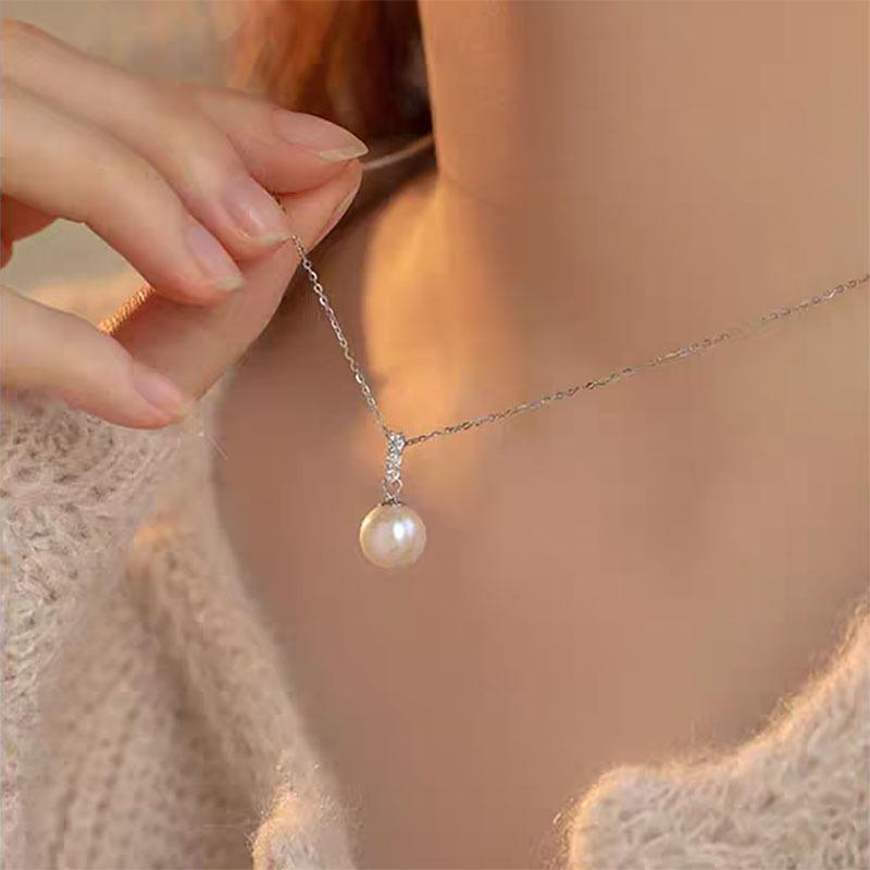 S925 Silver Pendant with 9-13mm Multi-Size Freshwater Pearl Necklace for Women - High-End Lustrous Round Beads