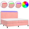 VidaXL Sommier à Lattes de Lit avec Matelas LED, Lit Rembourré avec Tête de Lit, Lit Double, Lit Adulte de Chambre, Moderne, 3136028