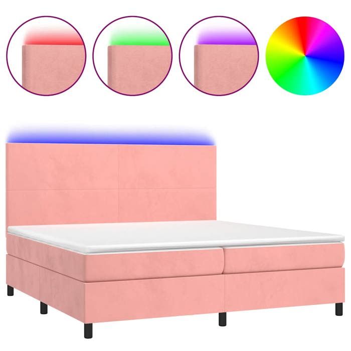 VidaXL Sommier à Lattes de Lit avec Matelas LED, Lit Rembourré avec Tête de Lit, Lit Double, Lit Adulte de Chambre, Moderne, 3136028