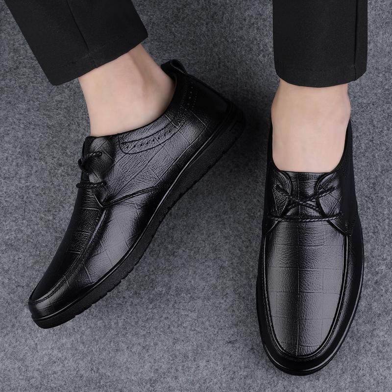Fashion Men's Lace-Up Shoes 2025 New Classic Men's Casual Flats All-match Business Leather Shoes Men's Lace Up Comfortable Oxford Shoes