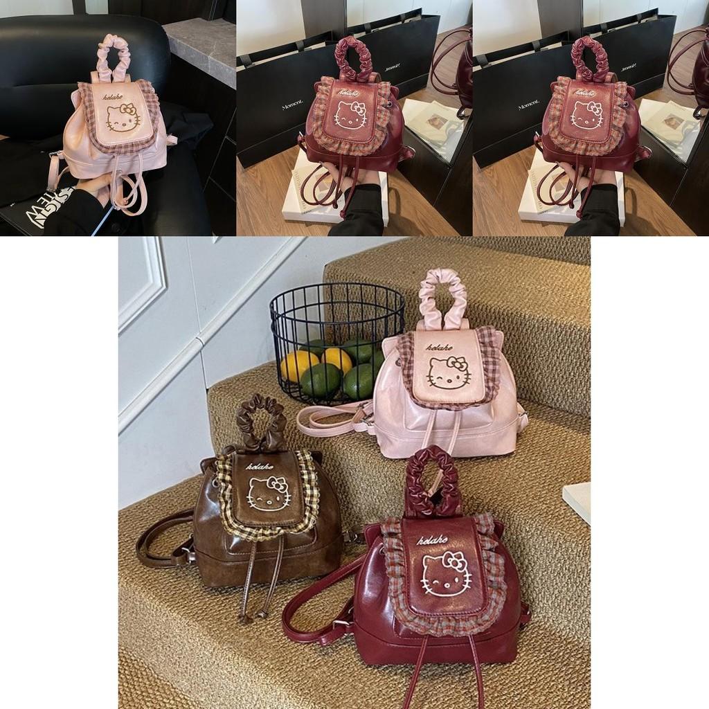Hello Kitty Pu Mini Backpack With Splicing Design For Daily Use