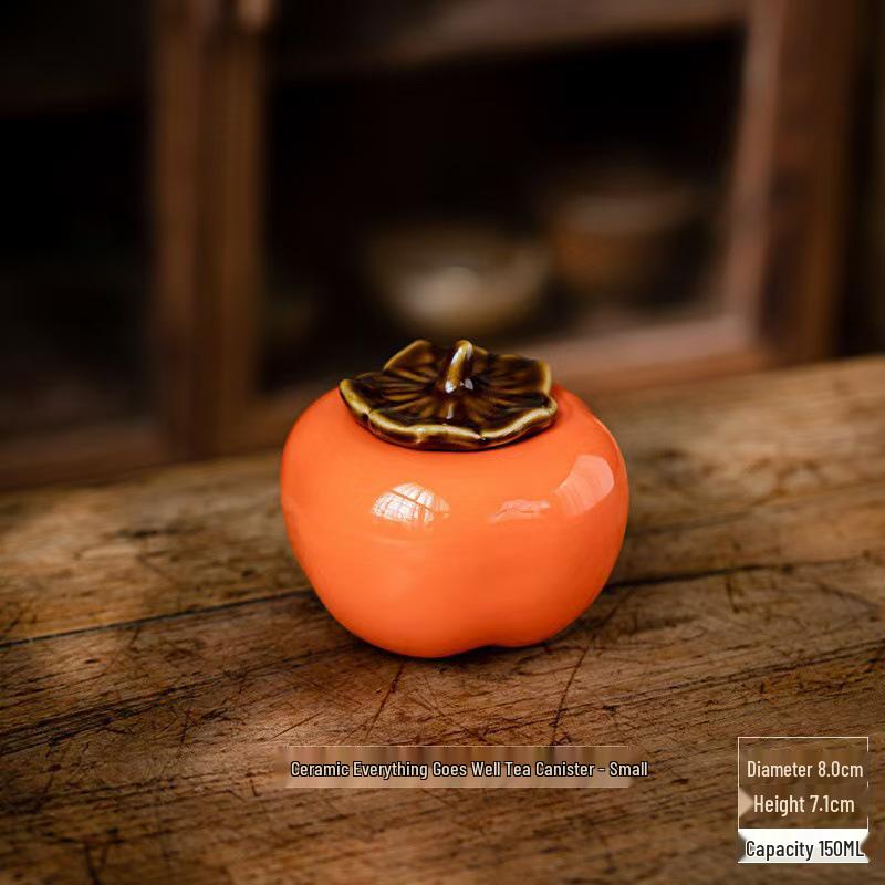 Persimmon Tea Scented Ceramic Candy Jar and Candle Holder