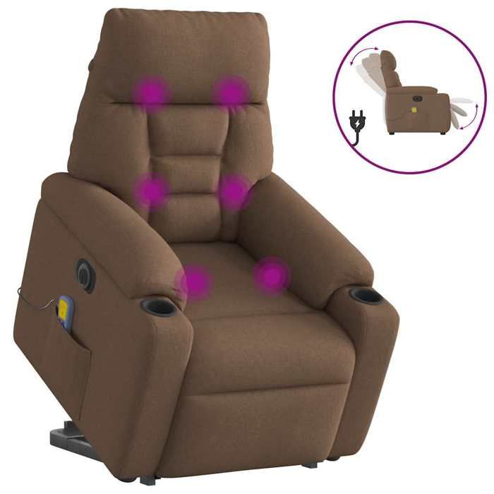 VidaXL Electric Massage Recliner Chair Brown Fabric 3303066