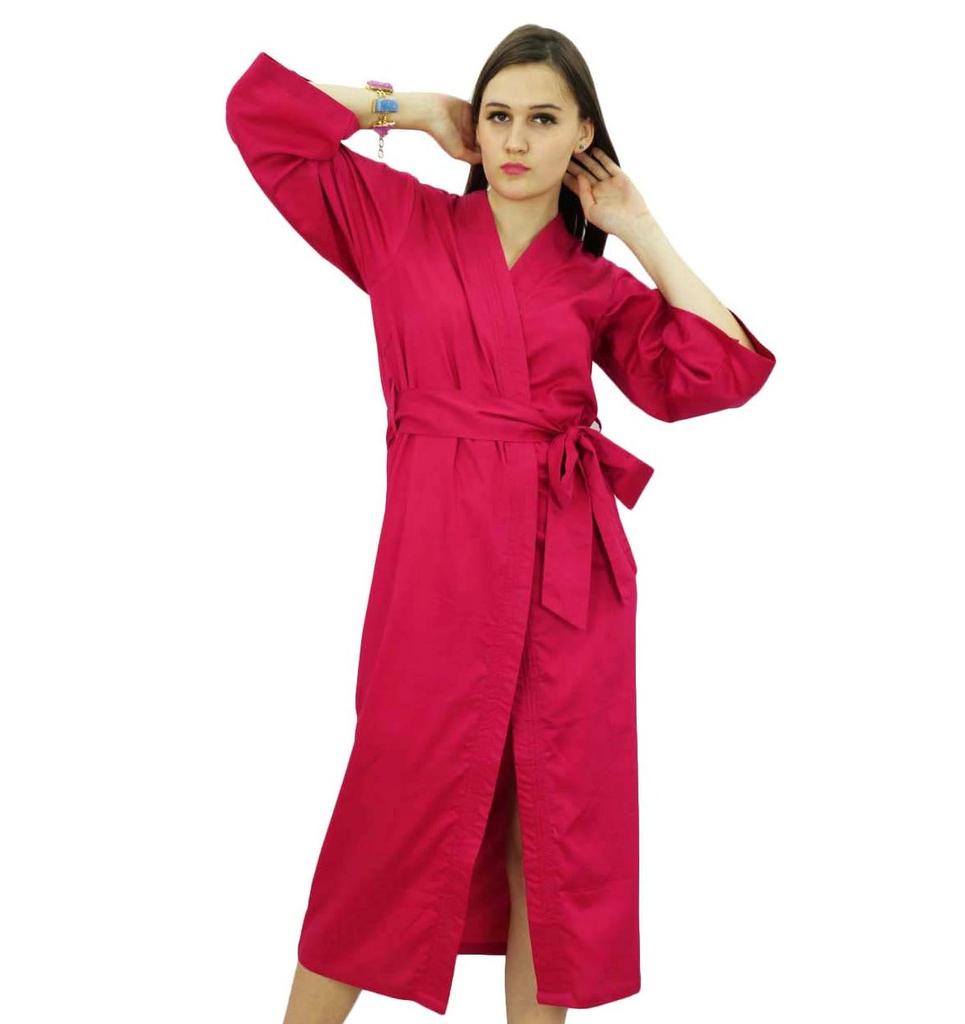Bimba Women Long Solid Belt Robe Soft Modal Cotton Wrap Round Plain Bath
