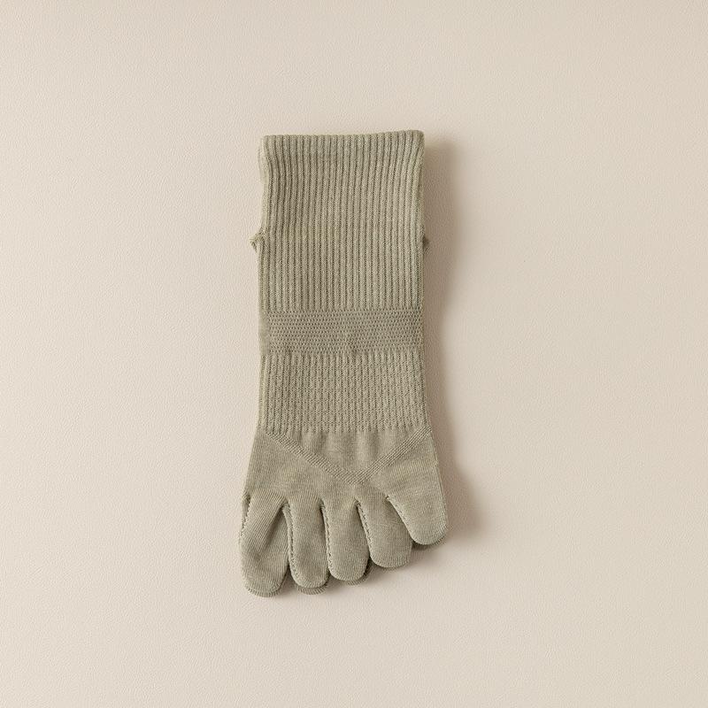 

100 Cotton Five-Finger Socks Men S Pure Cotton Spring And Summer Thin Sports Short Tube Socks Sub-Toe Socks Mesh Breathable Antibacterial Boat Socks One size fits all зелений