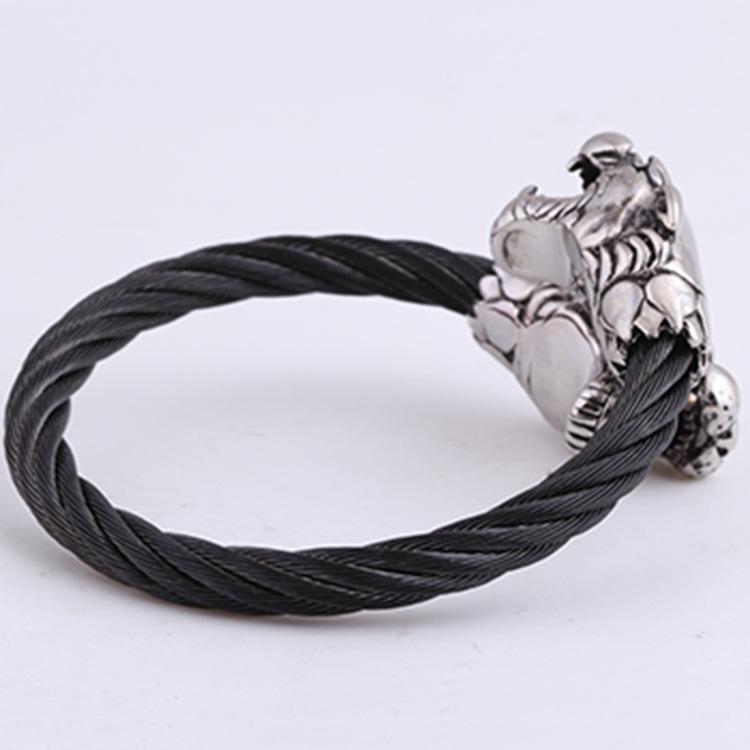 Fashion Retro Trendy Street Hip Hop Double Leopard Head Bracelet Titanium Steel Men and Women Fashion Adjustable Bracelet
