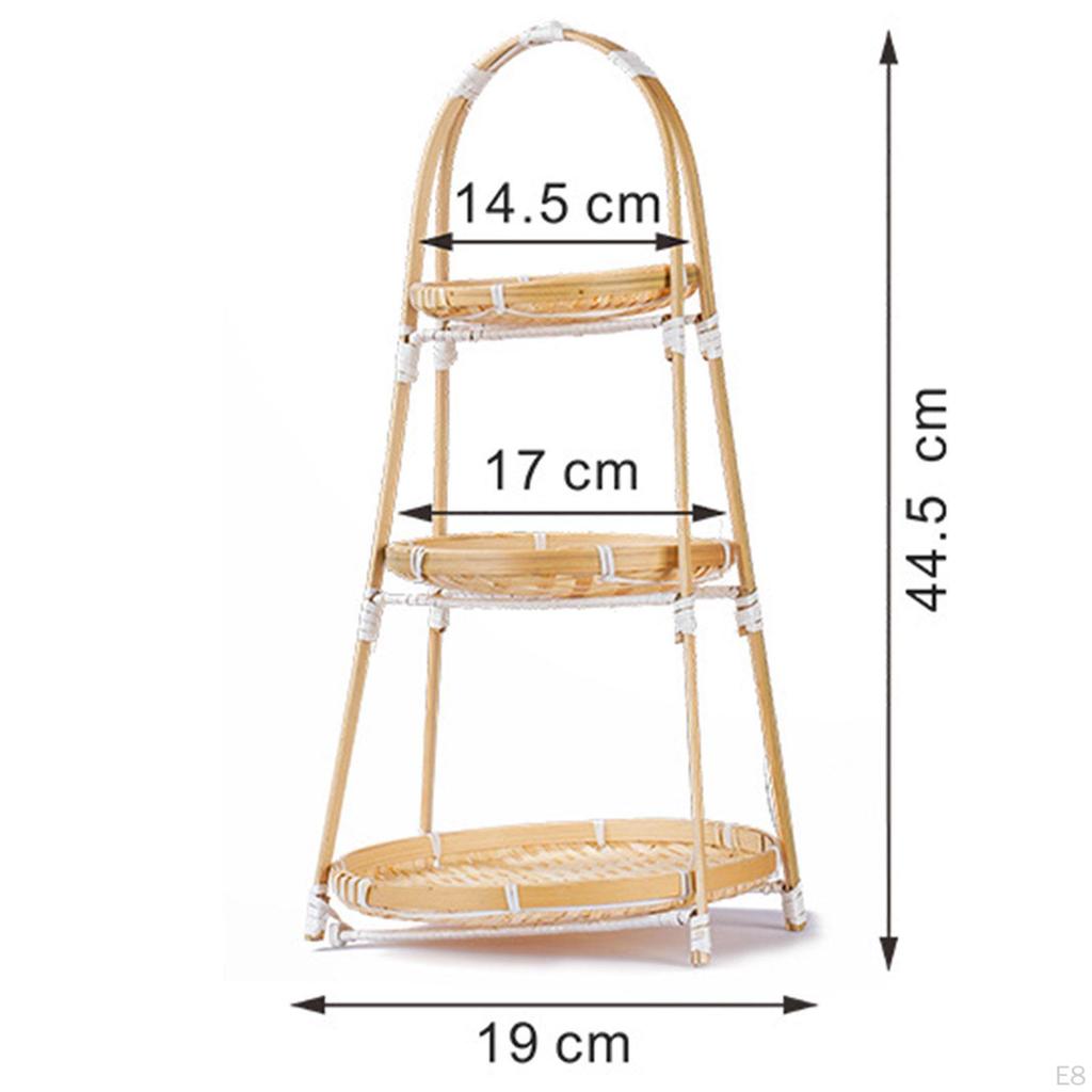 Woven Bamboo Snack Basket Food Display Serving Tray Multipurpose Organizer Portable with Handle