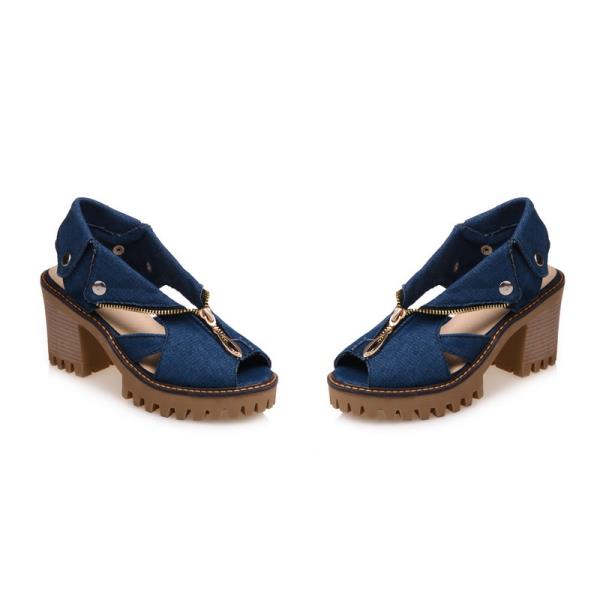 Moda Moda Scarpe Donna 2025 Tacco Blocco Sandali Alti Donna Taglia Grande Lusso Comfort Denim Chunky Tacchi Alti Ragazze Zoccoli Basso Cle