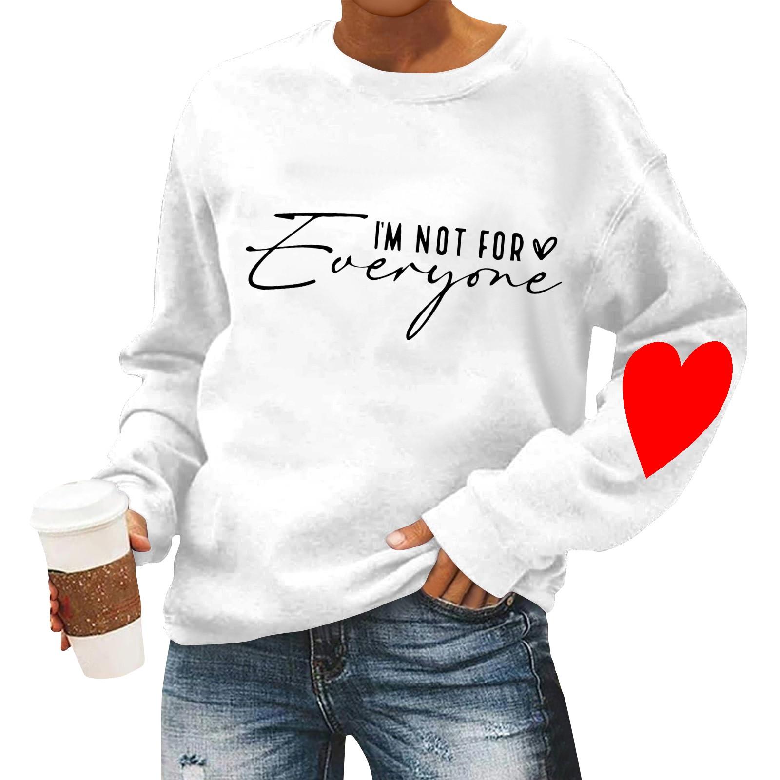 

Женская повседневная мода ко Дню святого Валентина с принтом, длинным рукавом, круглым вырезом, толстовки, пуловеры, топы XL белый