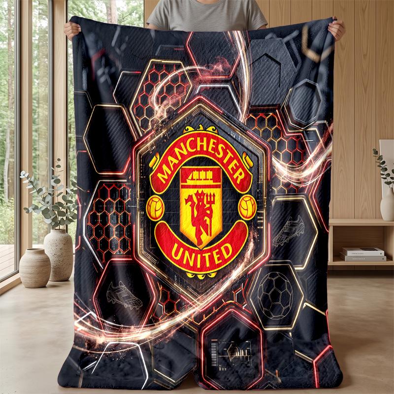 Manchester United Theme Blanket Soft Flannel Blanket Plush Throw Blanket Cozy Sofa Bed Blanket for Home Decor