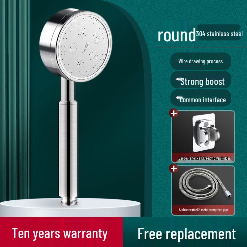 Durable 304 Stainless Steel Boost Shower Head Set - All-Metal, Drop-Resistant for Home Use