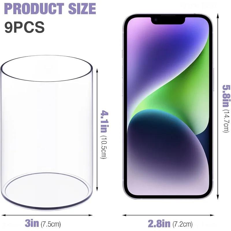 For Clear Round Tpe Cups 3 Pcs Acrylic Make Up Transparent Pen Holder Student Pencil Display Stand