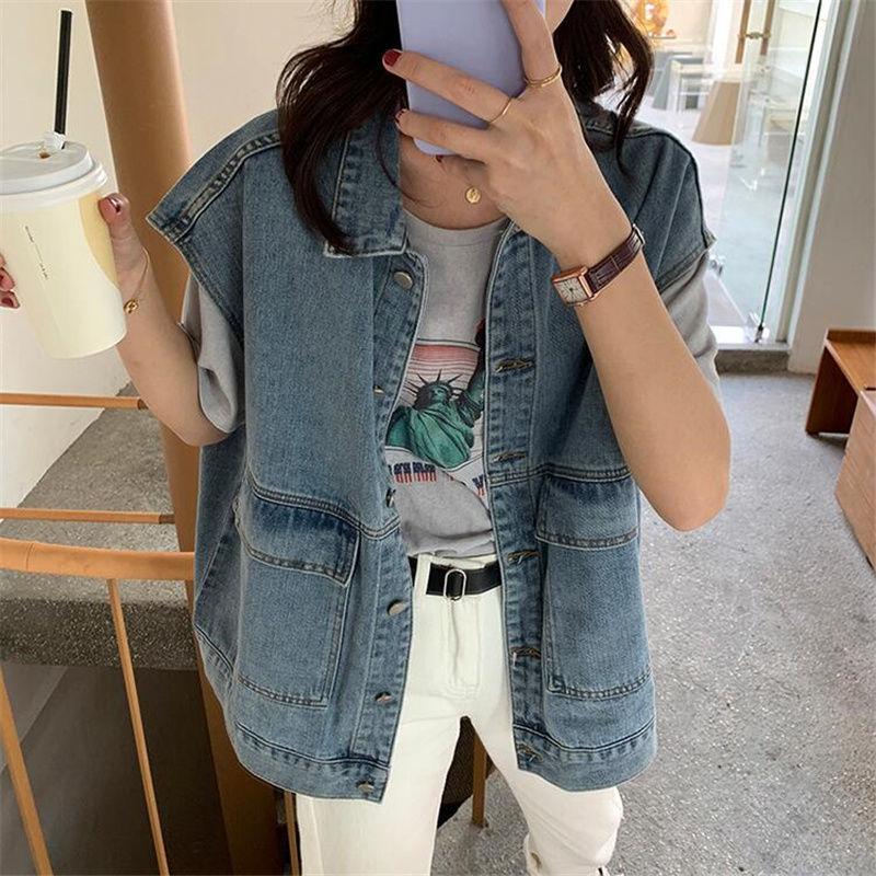 Autumn new medium and long cardigan denim jacket women s long-sleeved solid color hooded big pocket casual versatile top s 【 40-52.5kg 】