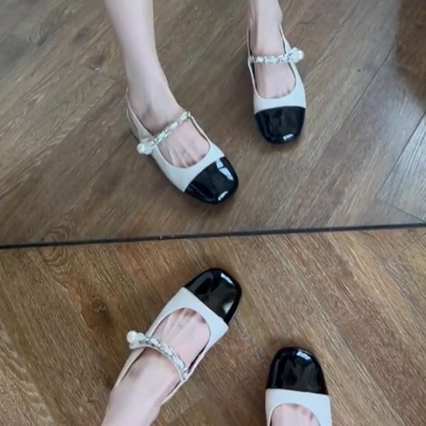 Sandals Women's 2024 New Bag Head Small Fragrant Style Mary Jane Shoes Women's Middle Heel Half Drag French Fashion Single Shoe Female Fairy