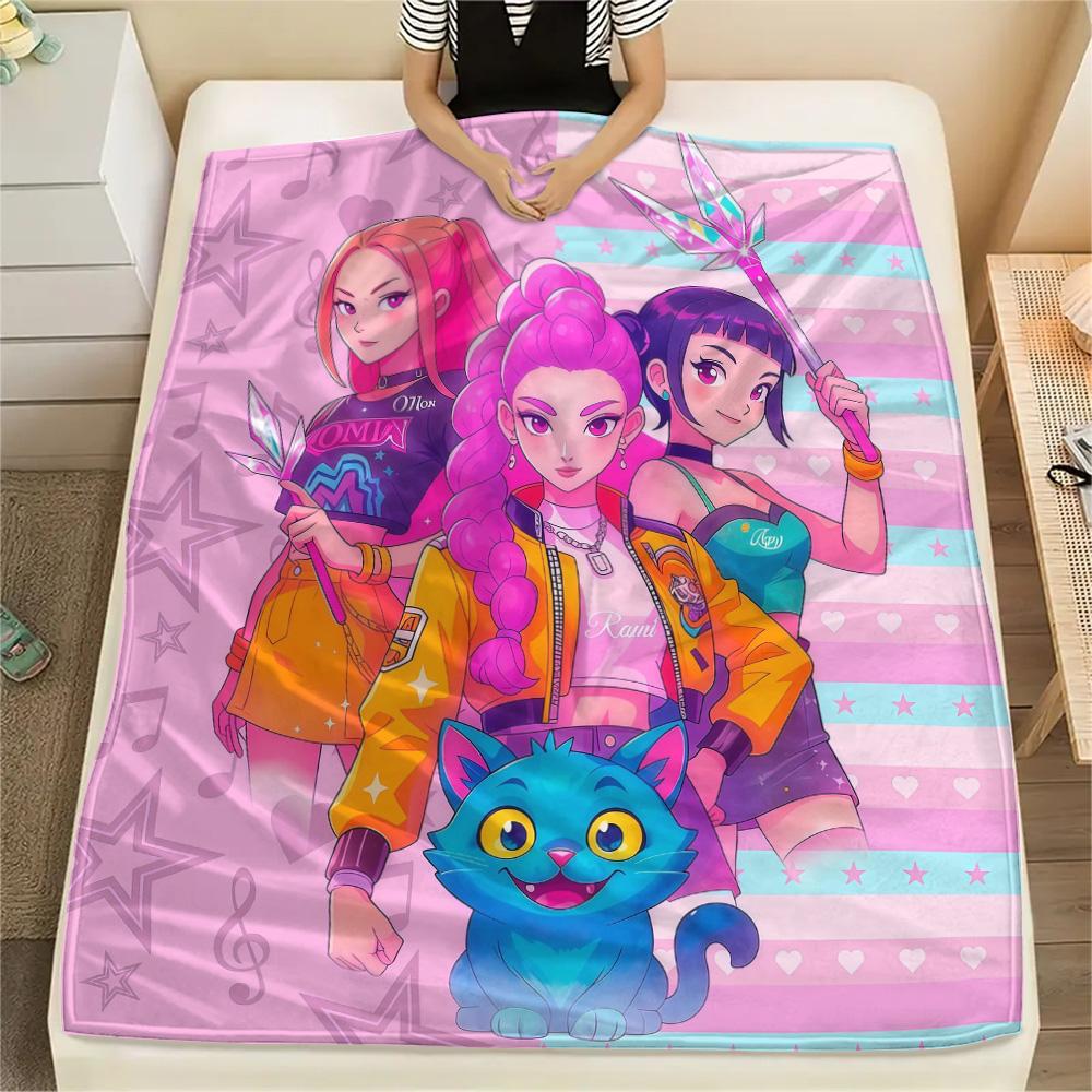 Huntrix Girl Flannel Blanket, High Quality Comfortable for All Seasons, Home Decor, Warmth and Comfort