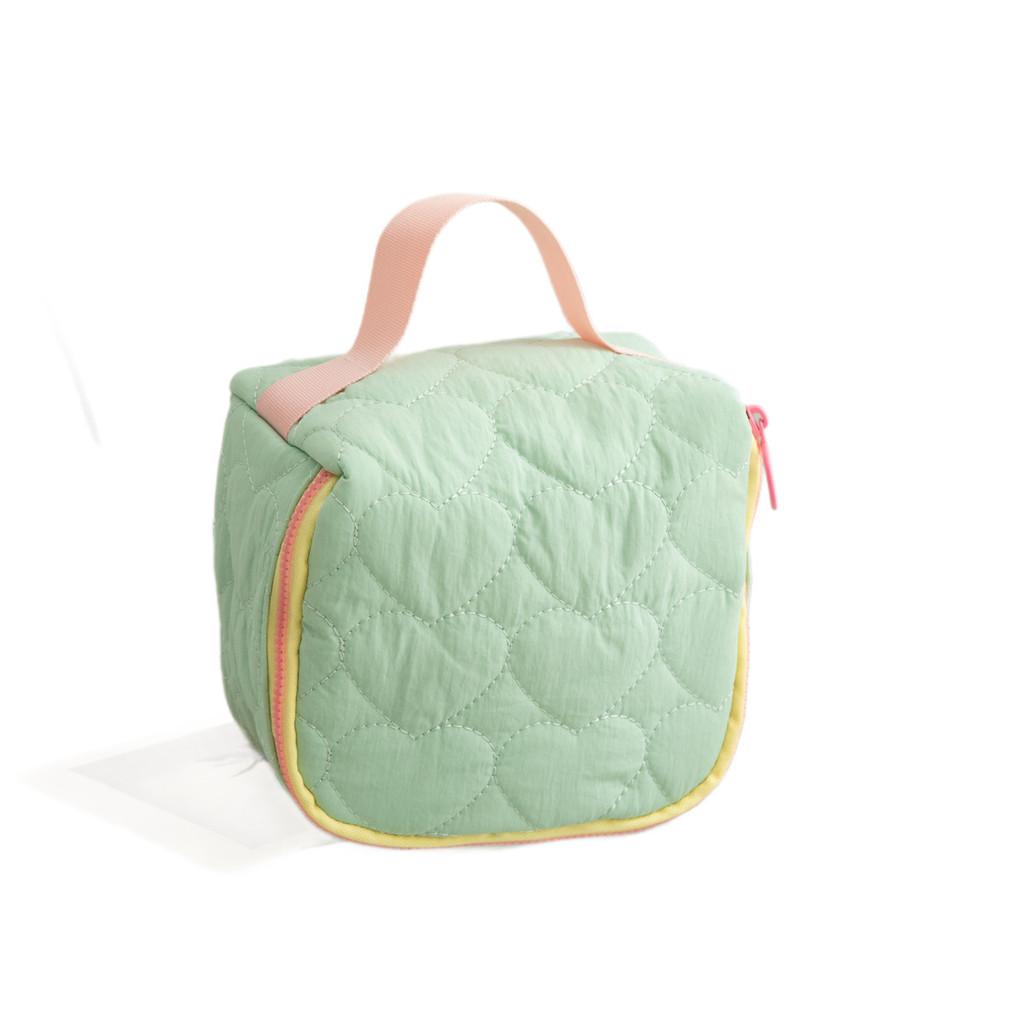 Cute Heart Pattern Makeup Bag With Breathable Polyester For Travel And Home Use