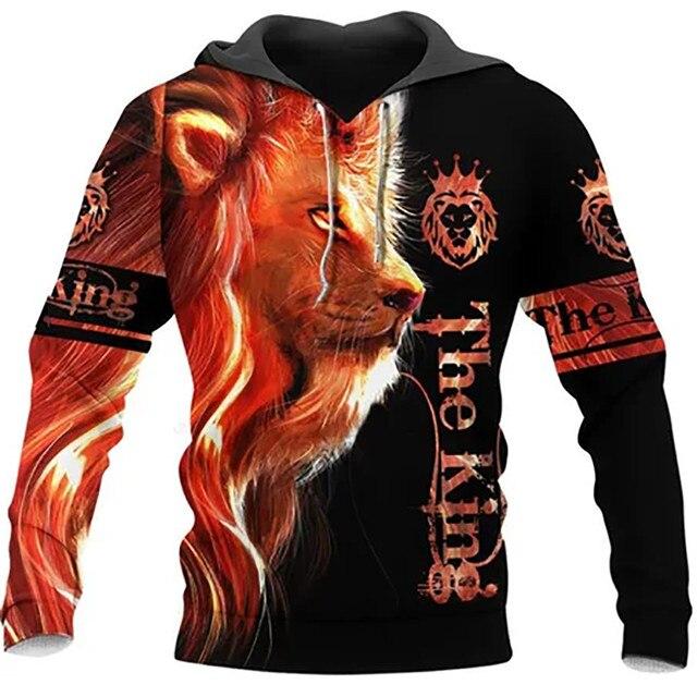 3D Print Lion Jesus Graphic Men's Hoodie Spring/Autumn Fashion Versatile Sweatshirt Male Oversized Harajuku Long Sleeve Pullover