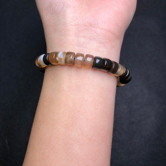 Twisted Silk Agate Thick Straight Cut Tea-Colored Spacer Beads Bracelet – DIY Cultural Accessories