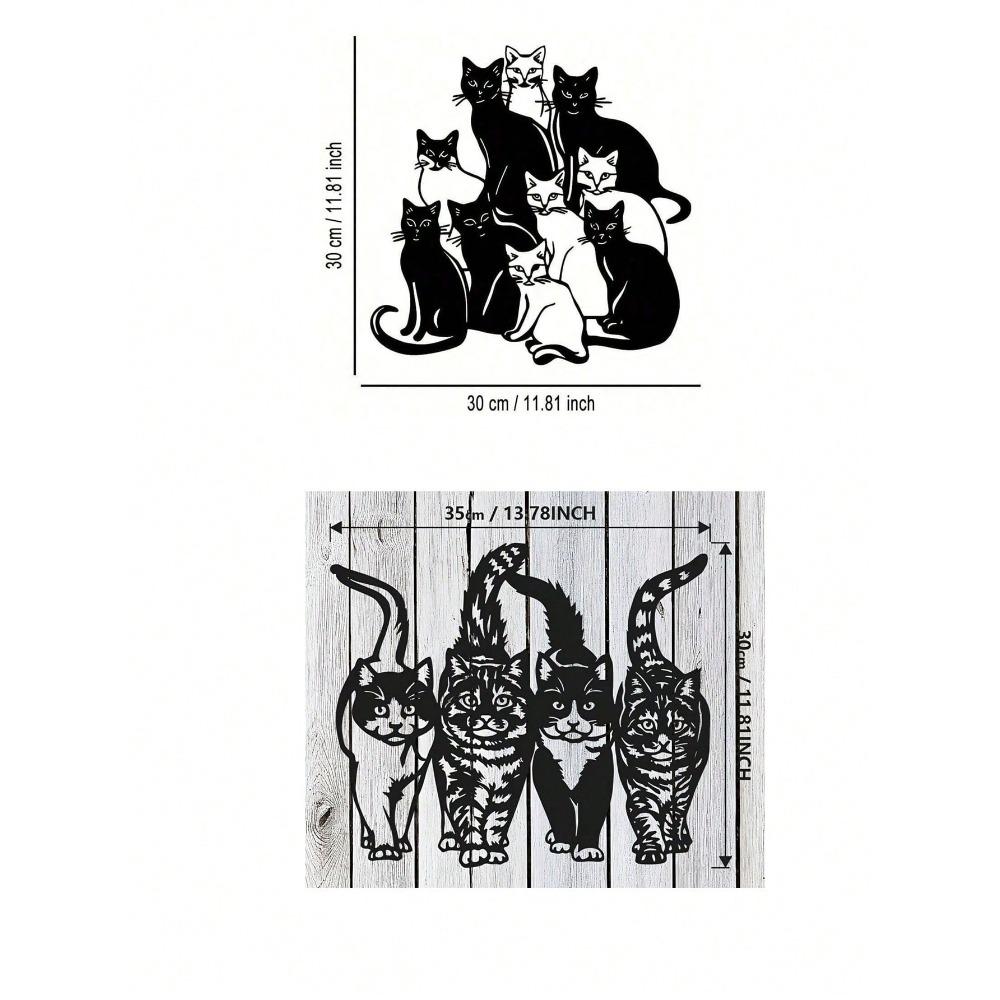 Elegant Cat Family Metal Wall Art Wrought Iron Craft Home Decor Holiday Gift